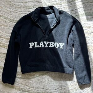 PLAYBOY Black Fleece Top quarter zip